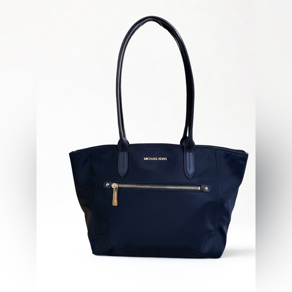 NWT MICHAEL KORS Kelsey Medium Nylon Tote - Black & Gold - Picture 3 of 7